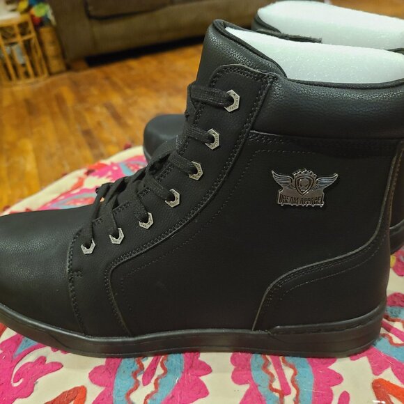 Men's high top black leather boots, Dream Apparel NEW size 12 - Picture 4 of 7